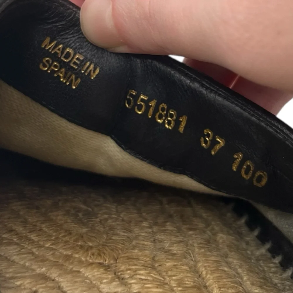 Gucci GG Marmont Black Matelassé Leather Espadrille Mules EU 37 US 7
